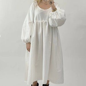 Maya Meyer Flowing Midi-Dress, Puff-Sleeves O/S